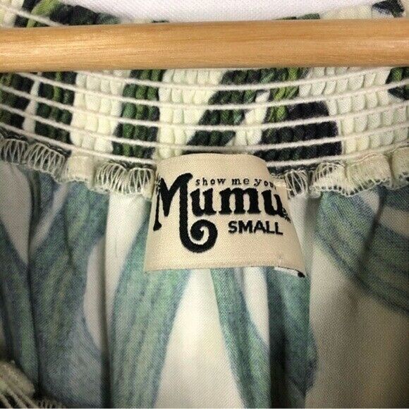 Show Me Your Mumu Rosarita Green Tropical Leaf Off Shoulder Romper S - Picture 6 of 6